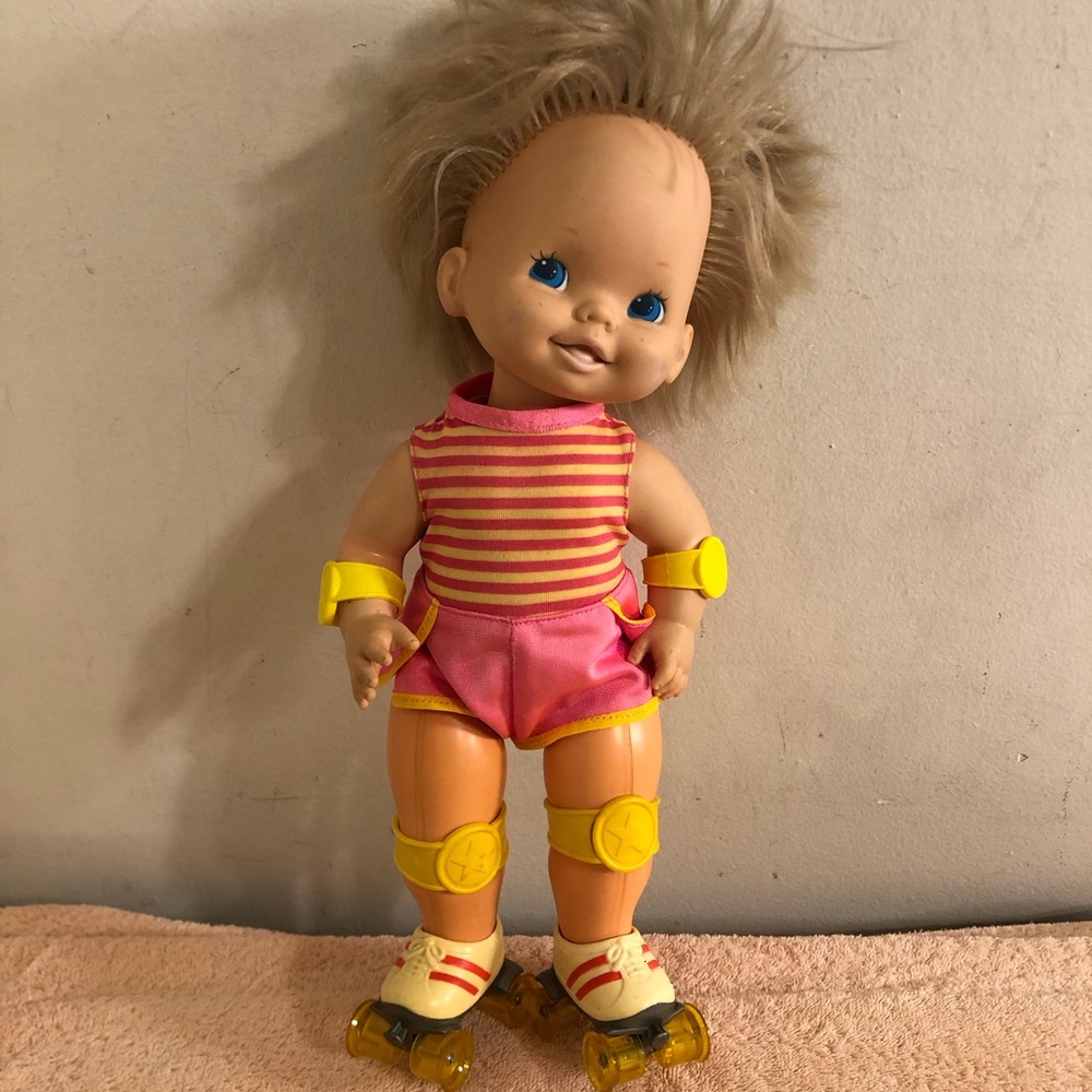 Vintage 1980 Mattel Baby Skates Doll With Complete Original Outfit Works